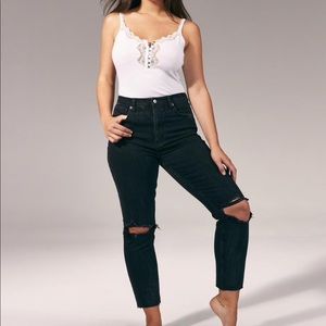 Black Ultra High Rise Ripped Mom Jeans